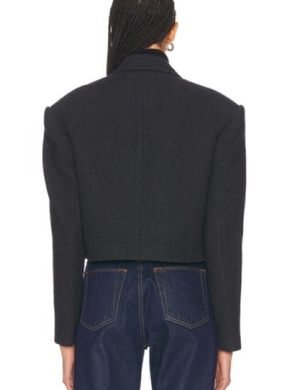 GRLFRND x Emily Jemma The Short Coat in Dark Grey from REVOLVE - Picture 3 of 12